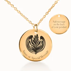 Latte Art Coin Pendant on Fine Chain
