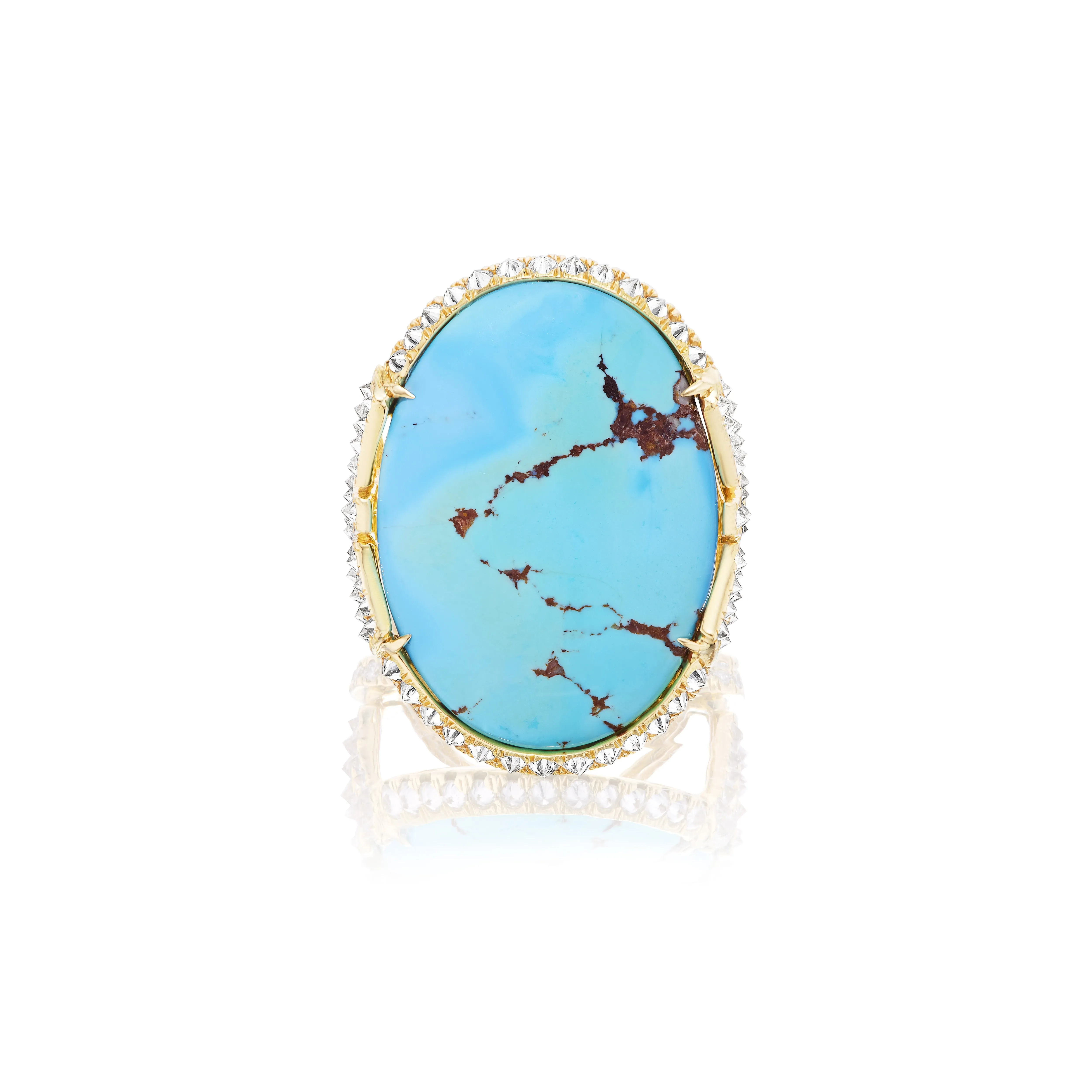 Lavender Turquoise Ring with Diamond Border