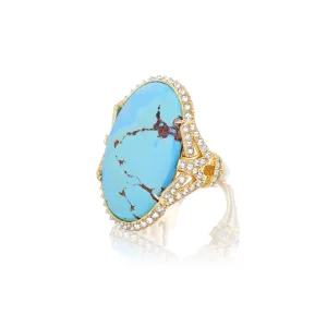 Lavender Turquoise Ring with Diamond Border