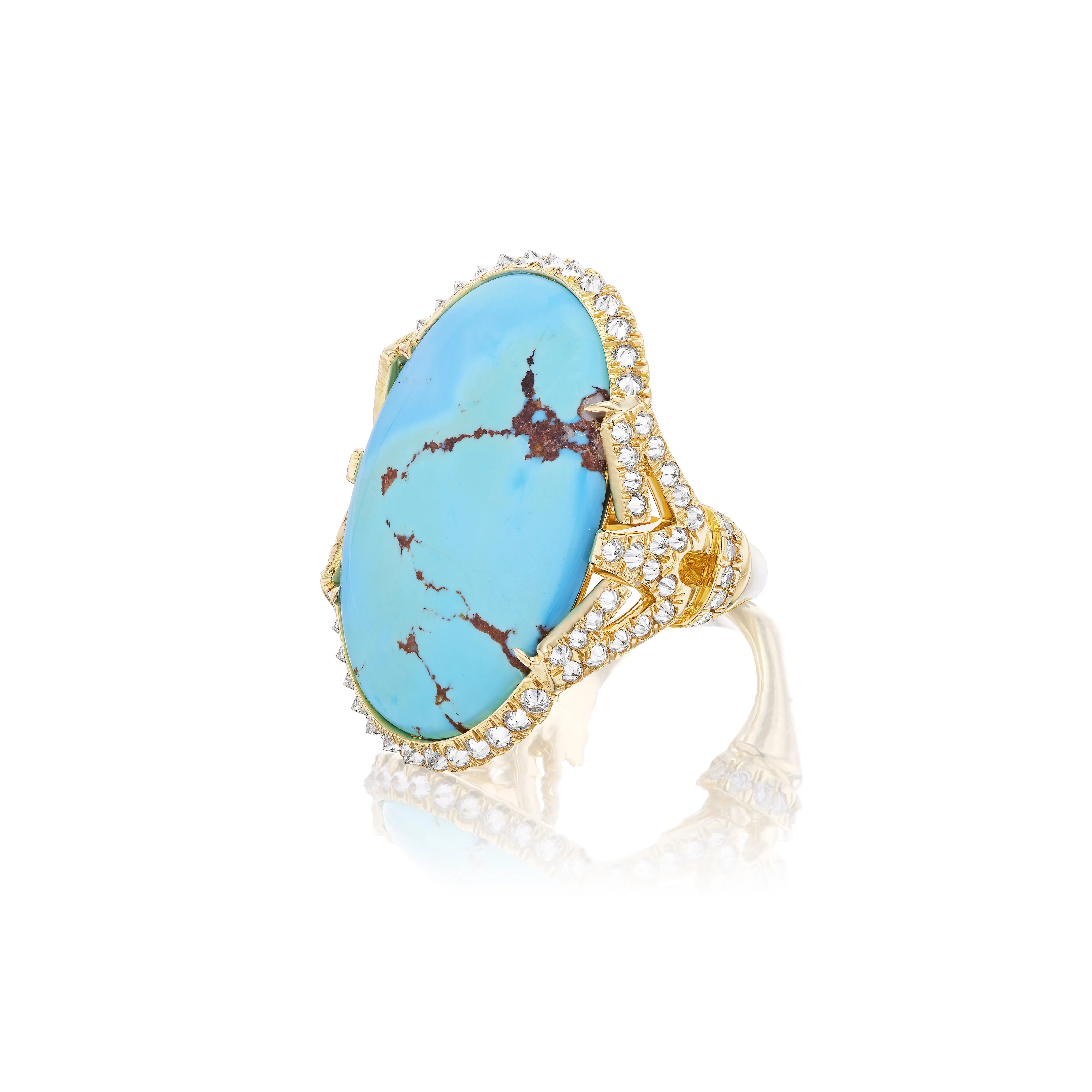 Lavender Turquoise Ring with Diamond Border
