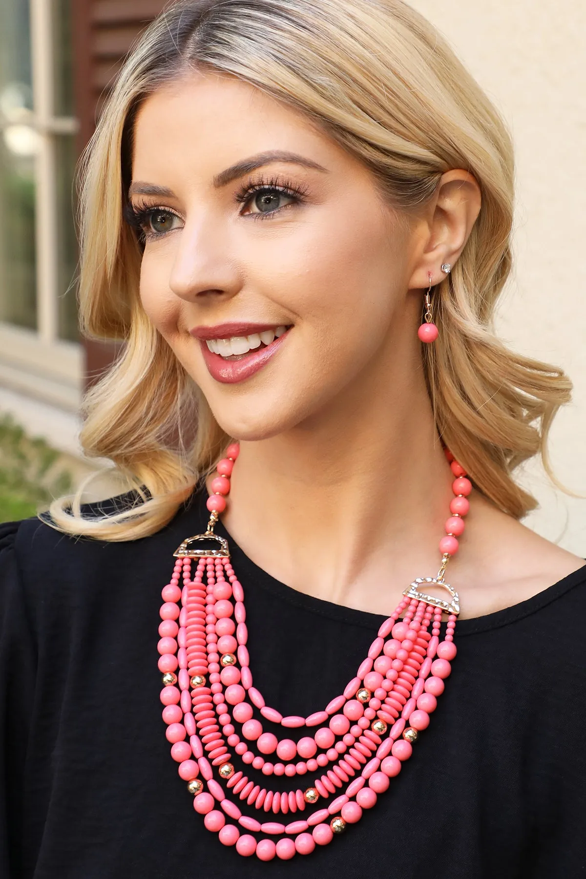 LAYERED BIB BOHEMIAN STATEMENT NECKLACE AND EARRINGS SET