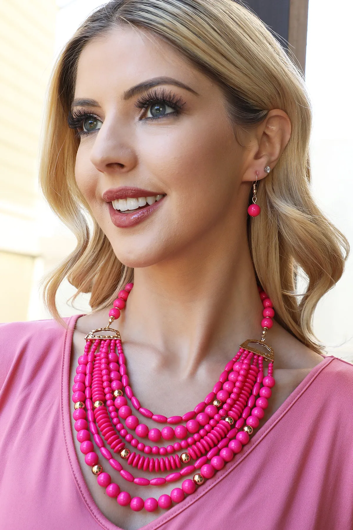 LAYERED BIB BOHEMIAN STATEMENT NECKLACE AND EARRINGS SET