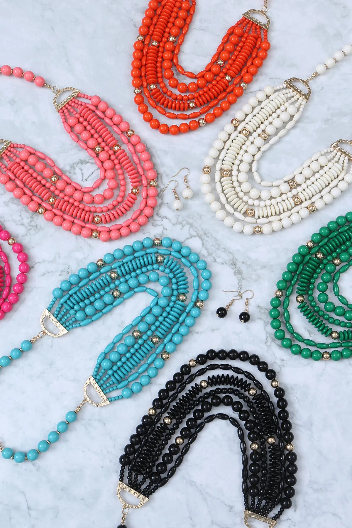 LAYERED BIB BOHEMIAN STATEMENT NECKLACE AND EARRINGS SET
