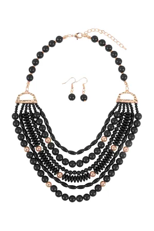 LAYERED BIB BOHEMIAN STATEMENT NECKLACE AND EARRINGS SET
