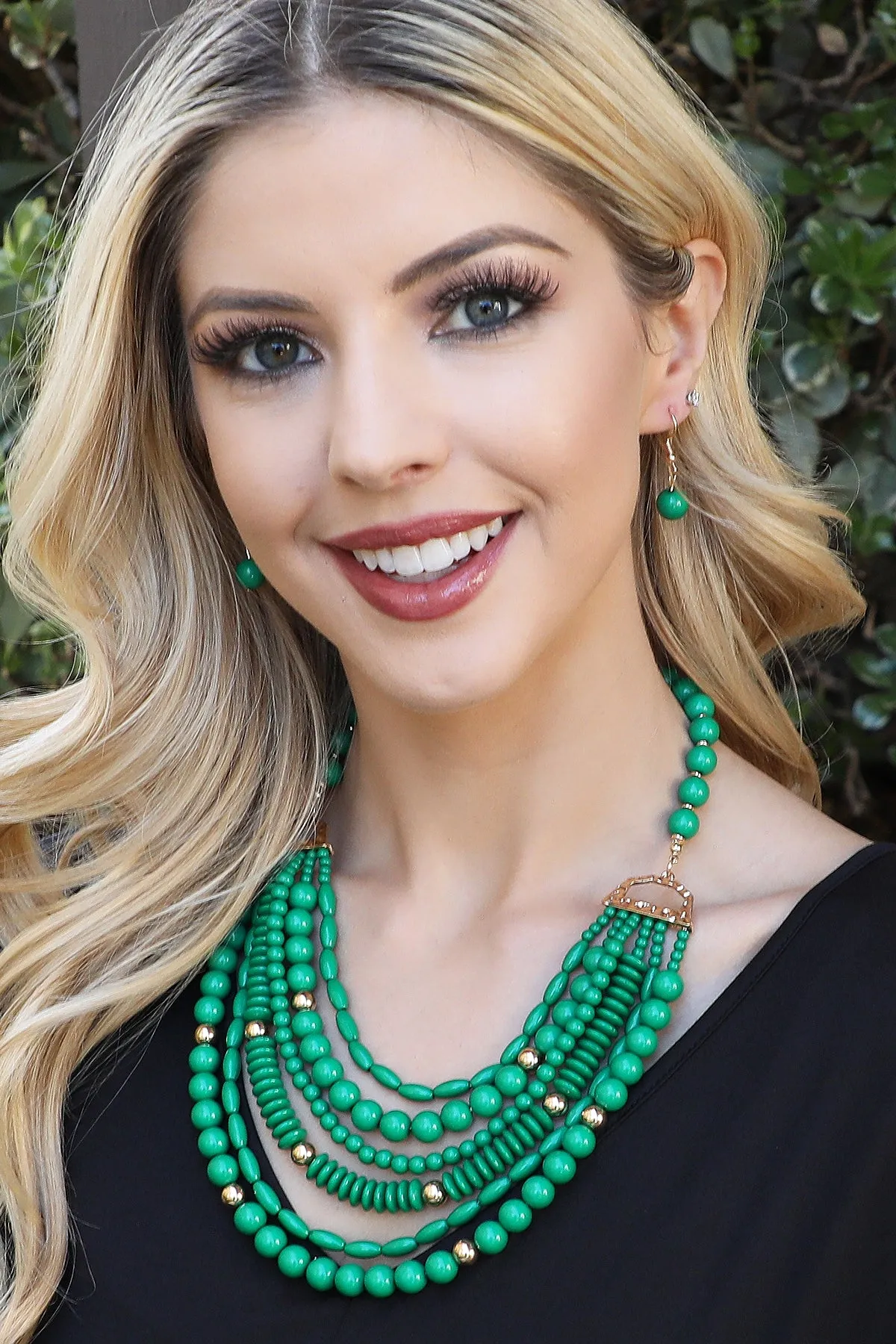 LAYERED BIB BOHEMIAN STATEMENT NECKLACE AND EARRINGS SET