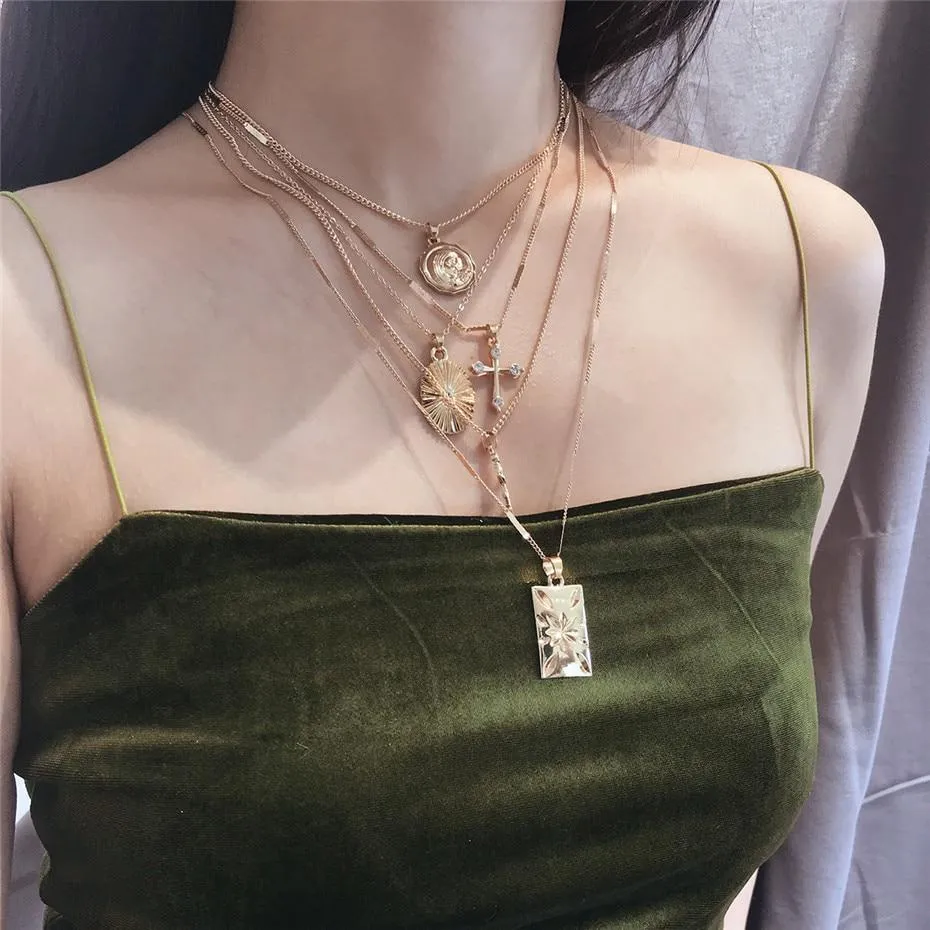Layered Coin Necklace Choker