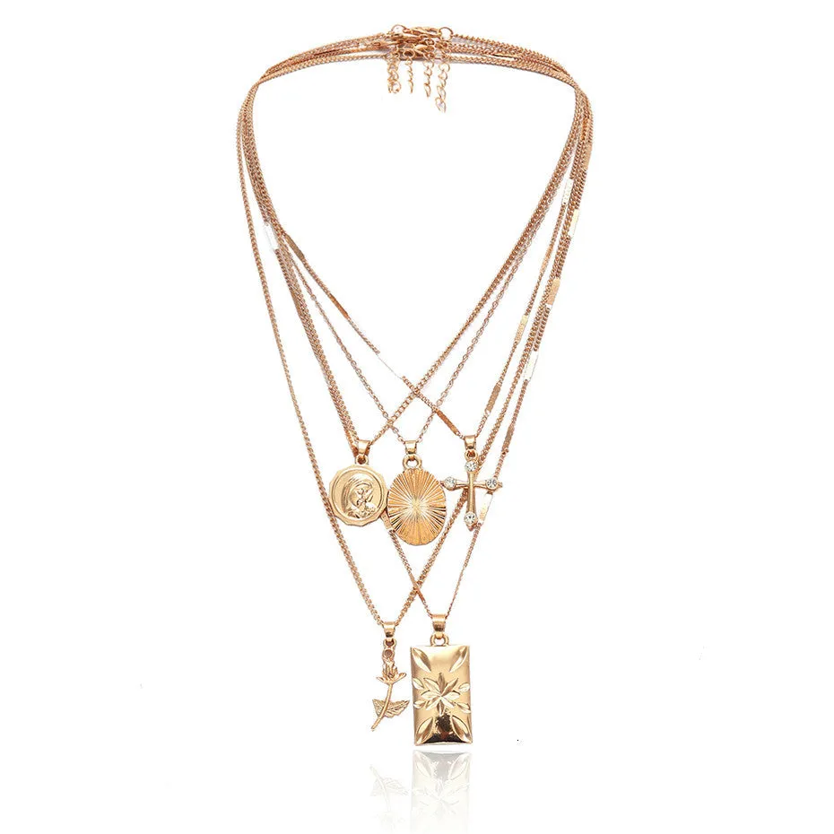 Layered Coin Necklace Choker
