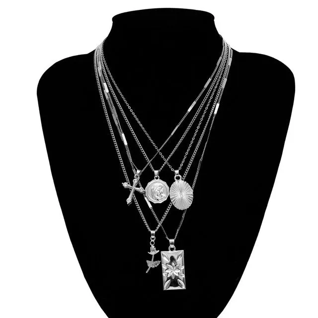 Layered Coin Necklace Choker