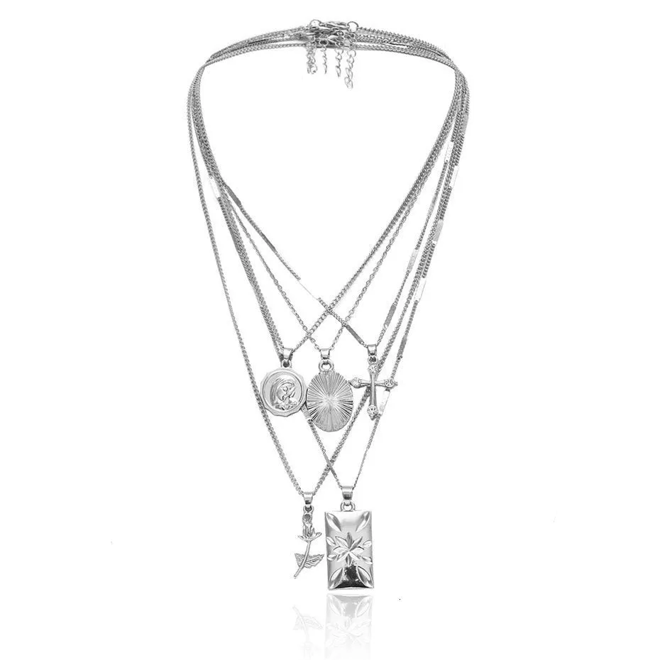 Layered Coin Necklace Choker