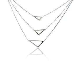 Layered Diamond 3 Triangle Necklace
