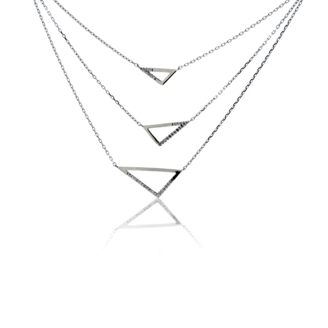 Layered Diamond 3 Triangle Necklace