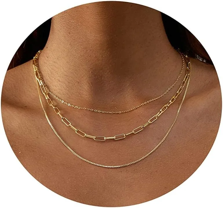 Layered Necklaces for Women Necklace Stack Dainty Necklace Cross Necklace Circle Paperclip Pearl Necklaces Pendant Chain Necklaces Choker Necklace for Women Simple Jewelry Gift