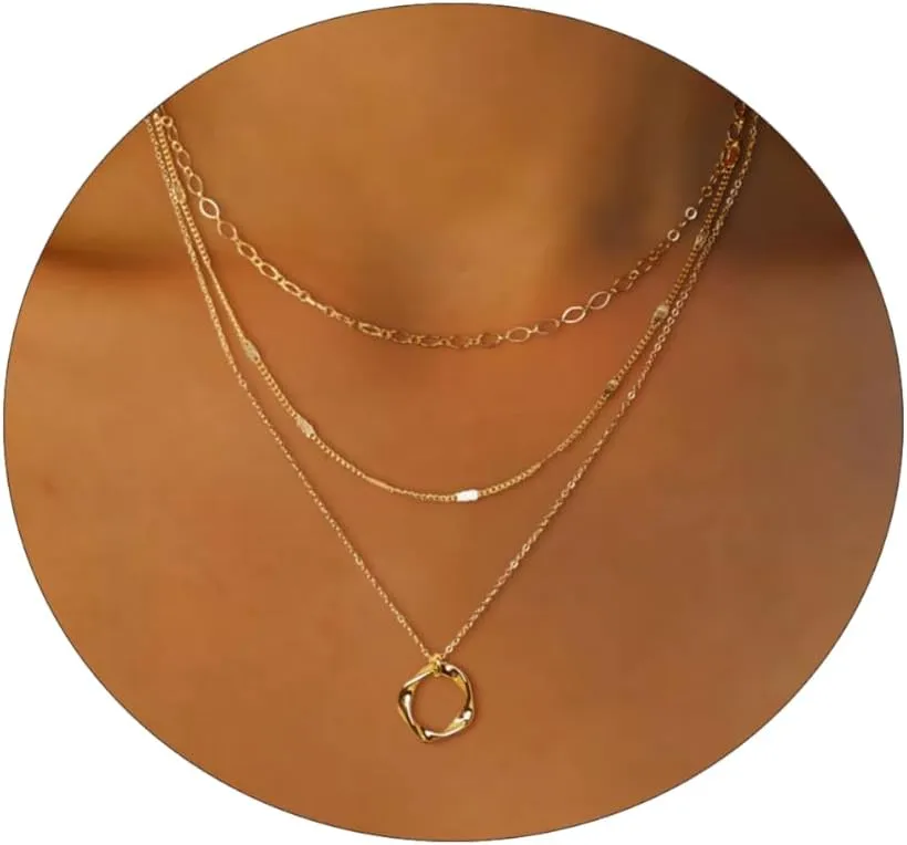 Layered Necklaces for Women Necklace Stack Dainty Necklace Cross Necklace Circle Paperclip Pearl Necklaces Pendant Chain Necklaces Choker Necklace for Women Simple Jewelry Gift