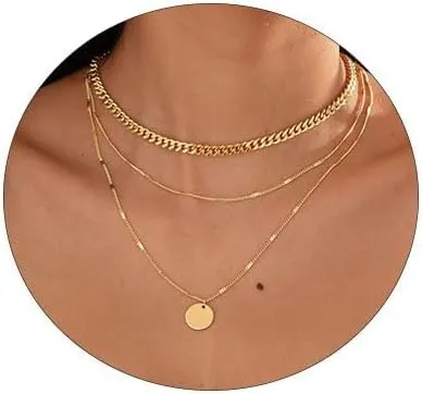Layered Necklaces for Women Necklace Stack Dainty Necklace Cross Necklace Circle Paperclip Pearl Necklaces Pendant Chain Necklaces Choker Necklace for Women Simple Jewelry Gift