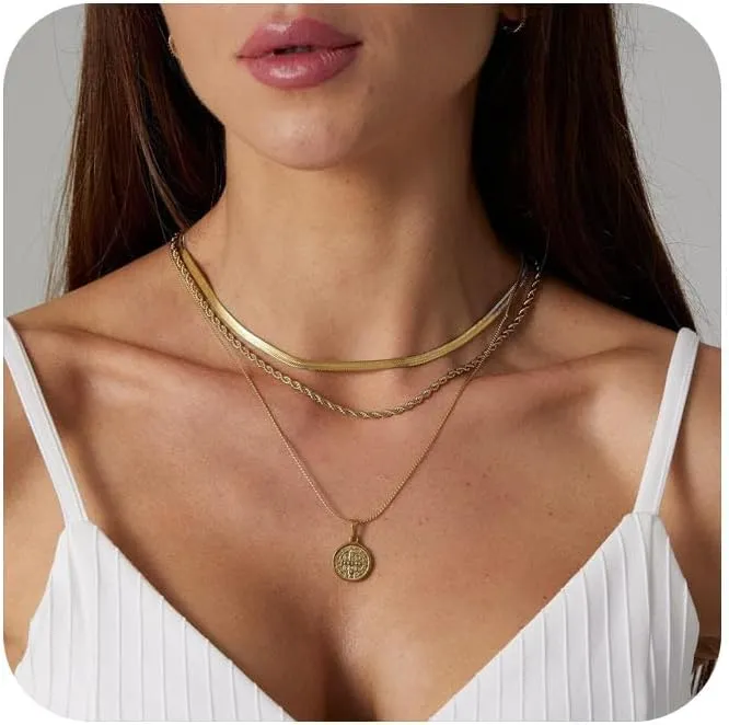 Layered Necklaces for Women Necklace Stack Dainty Necklace Cross Necklace Circle Paperclip Pearl Necklaces Pendant Chain Necklaces Choker Necklace for Women Simple Jewelry Gift