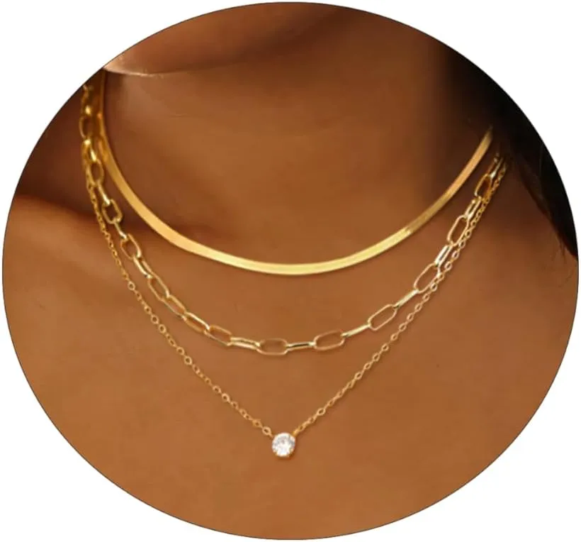 Layered Necklaces for Women Necklace Stack Dainty Necklace Cross Necklace Circle Paperclip Pearl Necklaces Pendant Chain Necklaces Choker Necklace for Women Simple Jewelry Gift