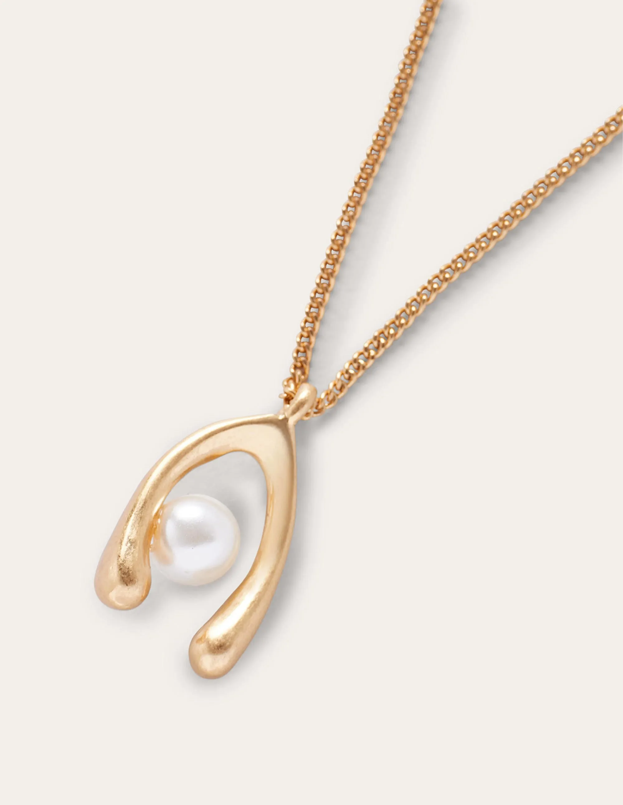 Layering Charm Necklace-Wishbone