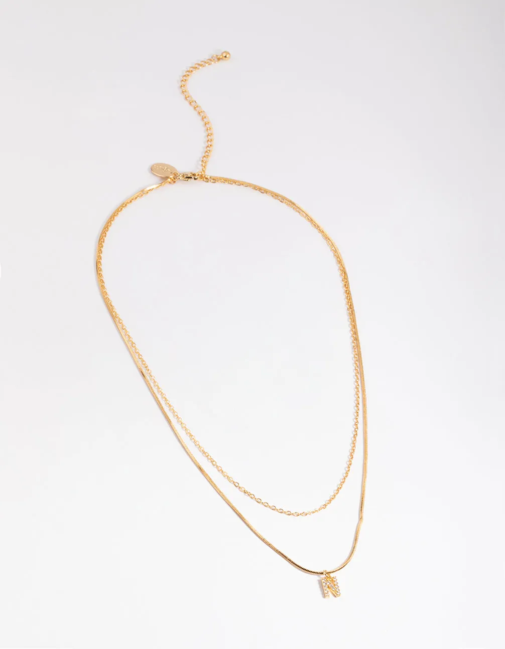 Letter N Gold Plated Layered Diamante Initial Necklace