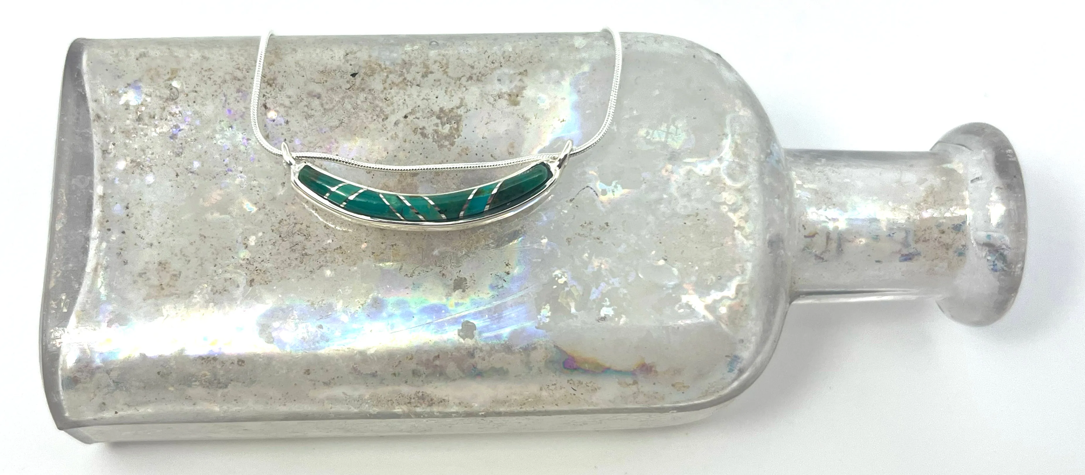 Linear Inlay Crescent Necklace