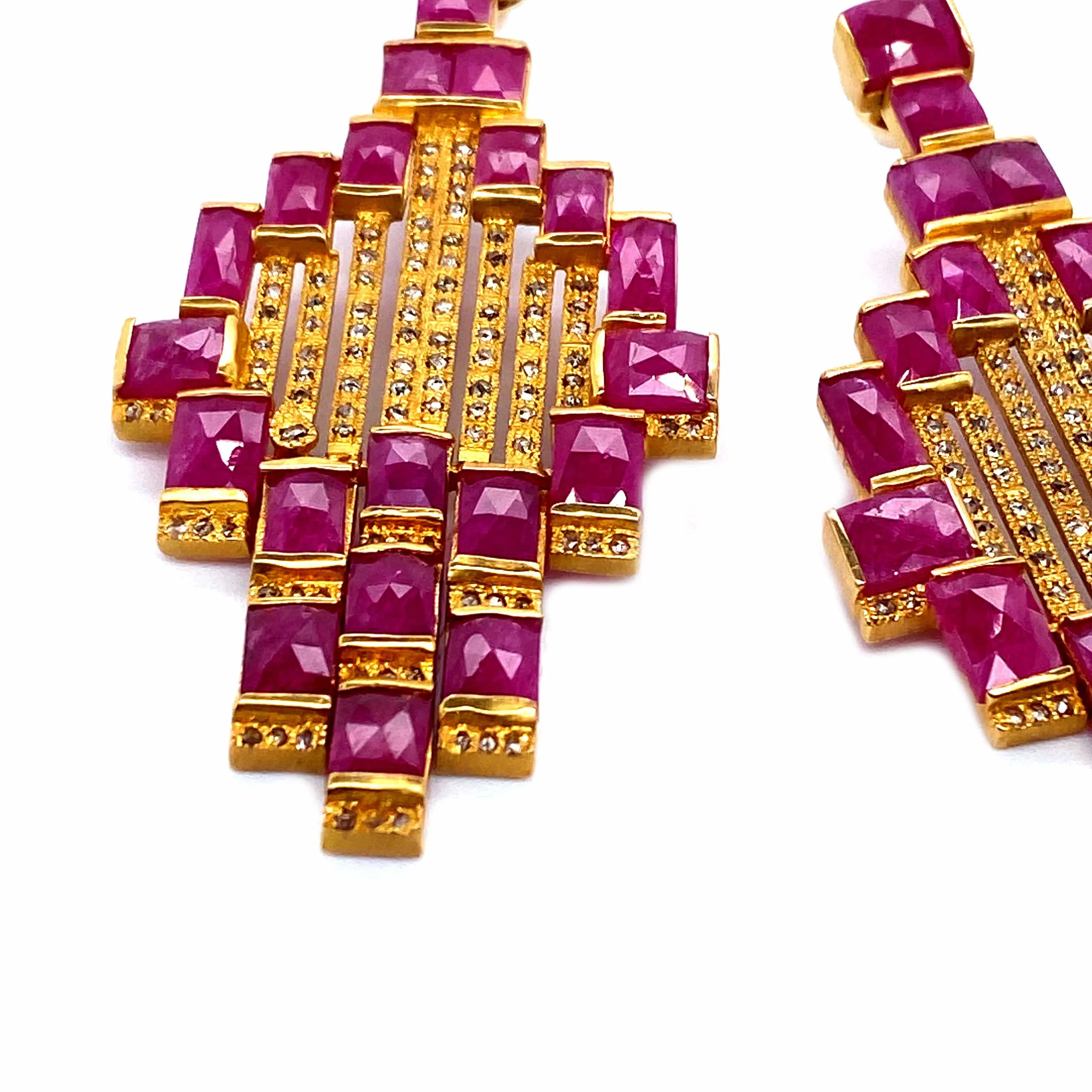 Luminosity 20K Mosaic Ruby Drop Earrings