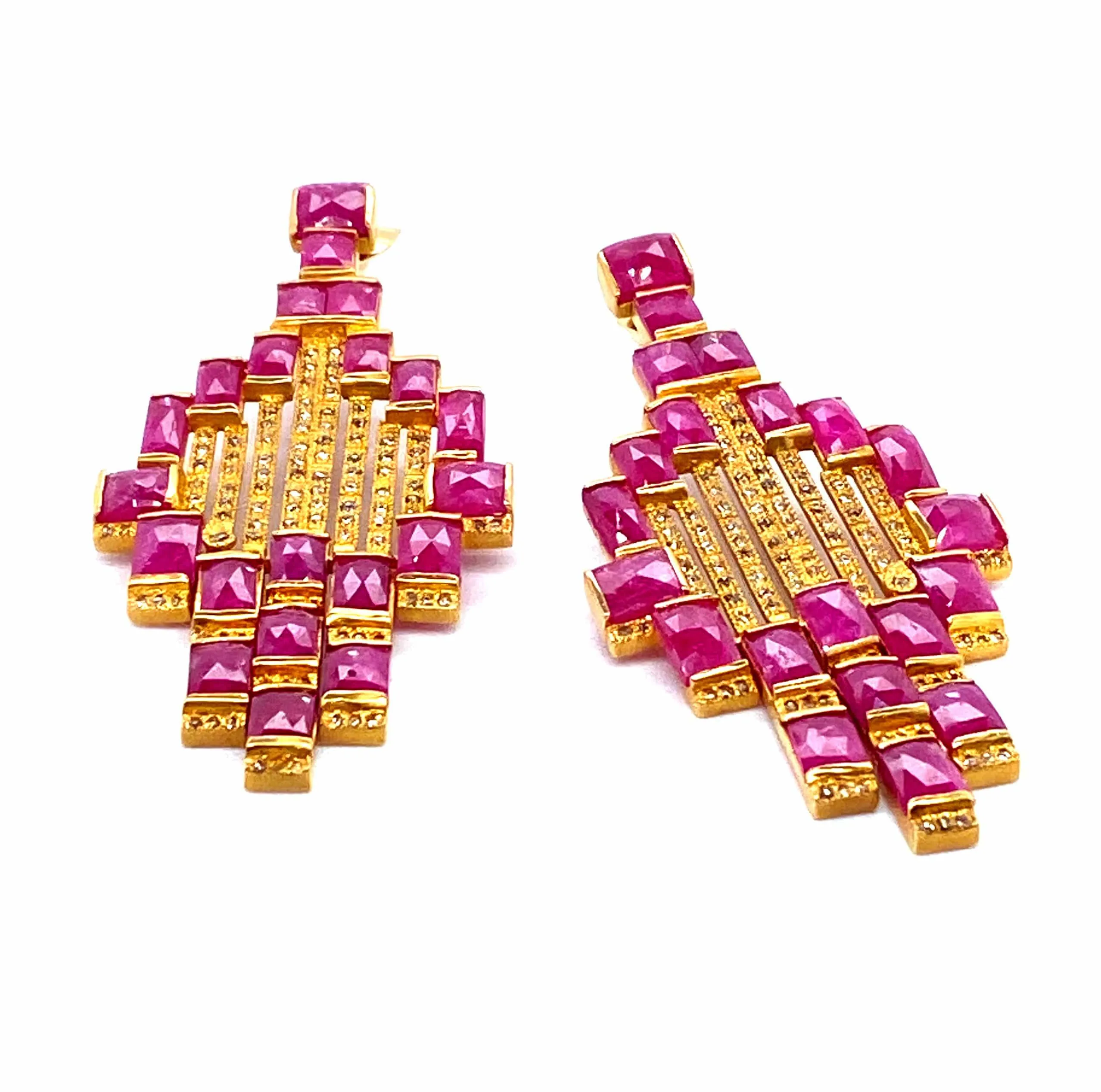 Luminosity 20K Mosaic Ruby Drop Earrings