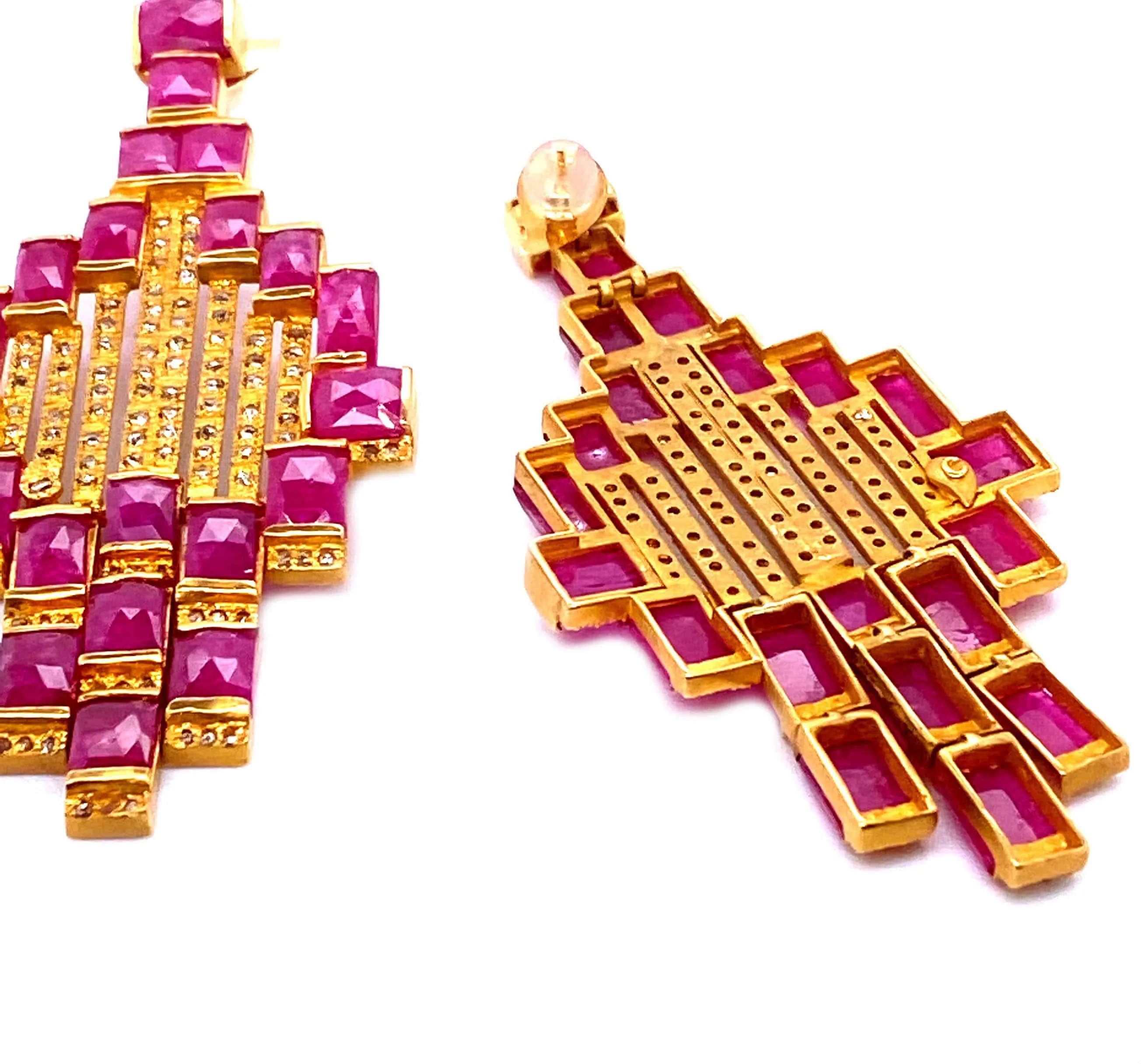 Luminosity 20K Mosaic Ruby Drop Earrings