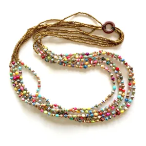Maasai Five Strand Recycled Paper Bead Necklace