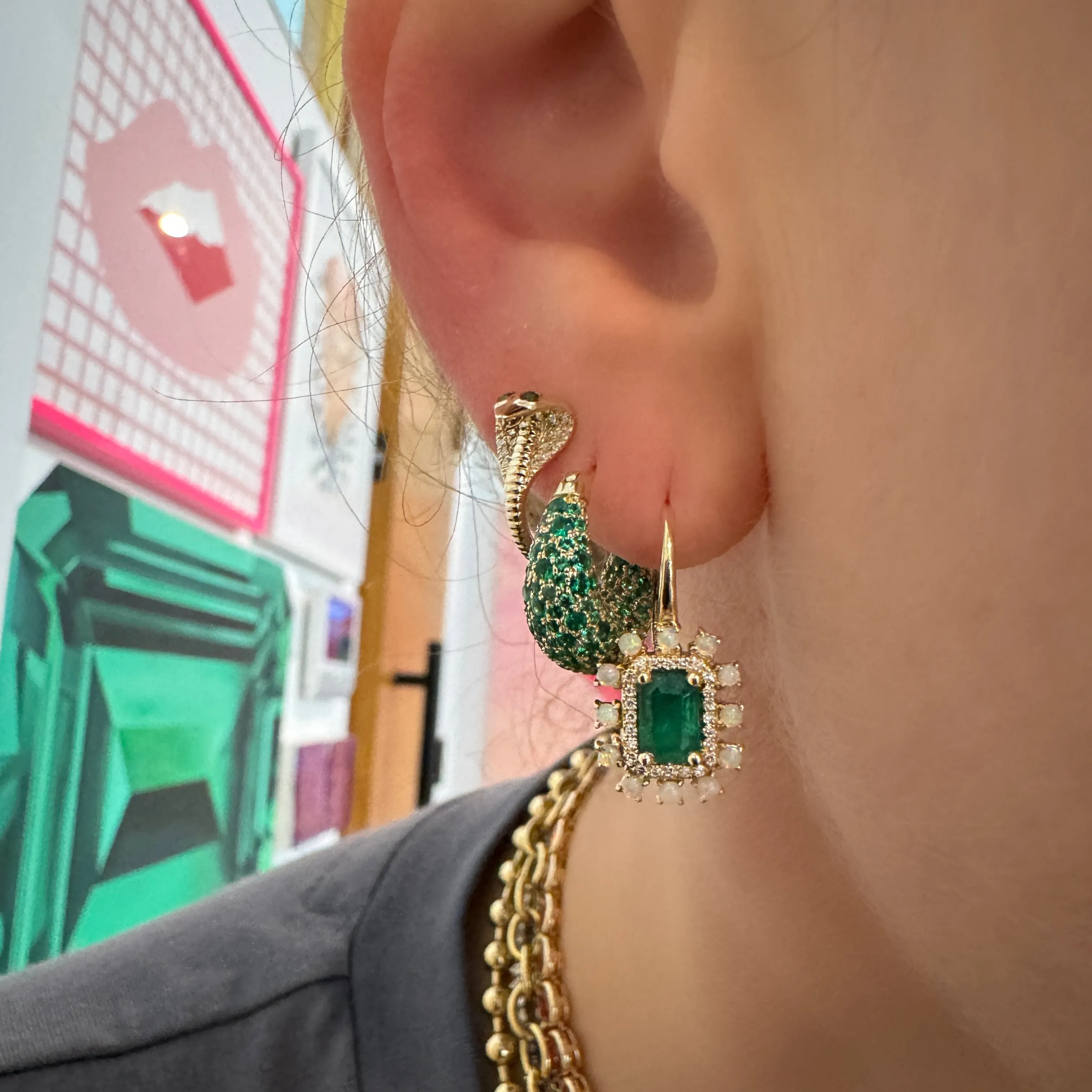Magic Emerald & Opal Drop Earrings