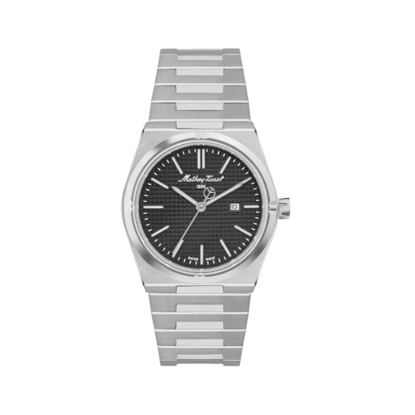 Mathey-Tissot Stainless Steel Black Dial, Silver Band Quartz Analogue Watch for Women - D117AN