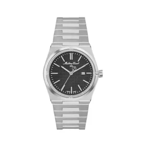 Mathey-Tissot Stainless Steel Black Dial, Silver Band Quartz Analogue Watch for Women - D117AN