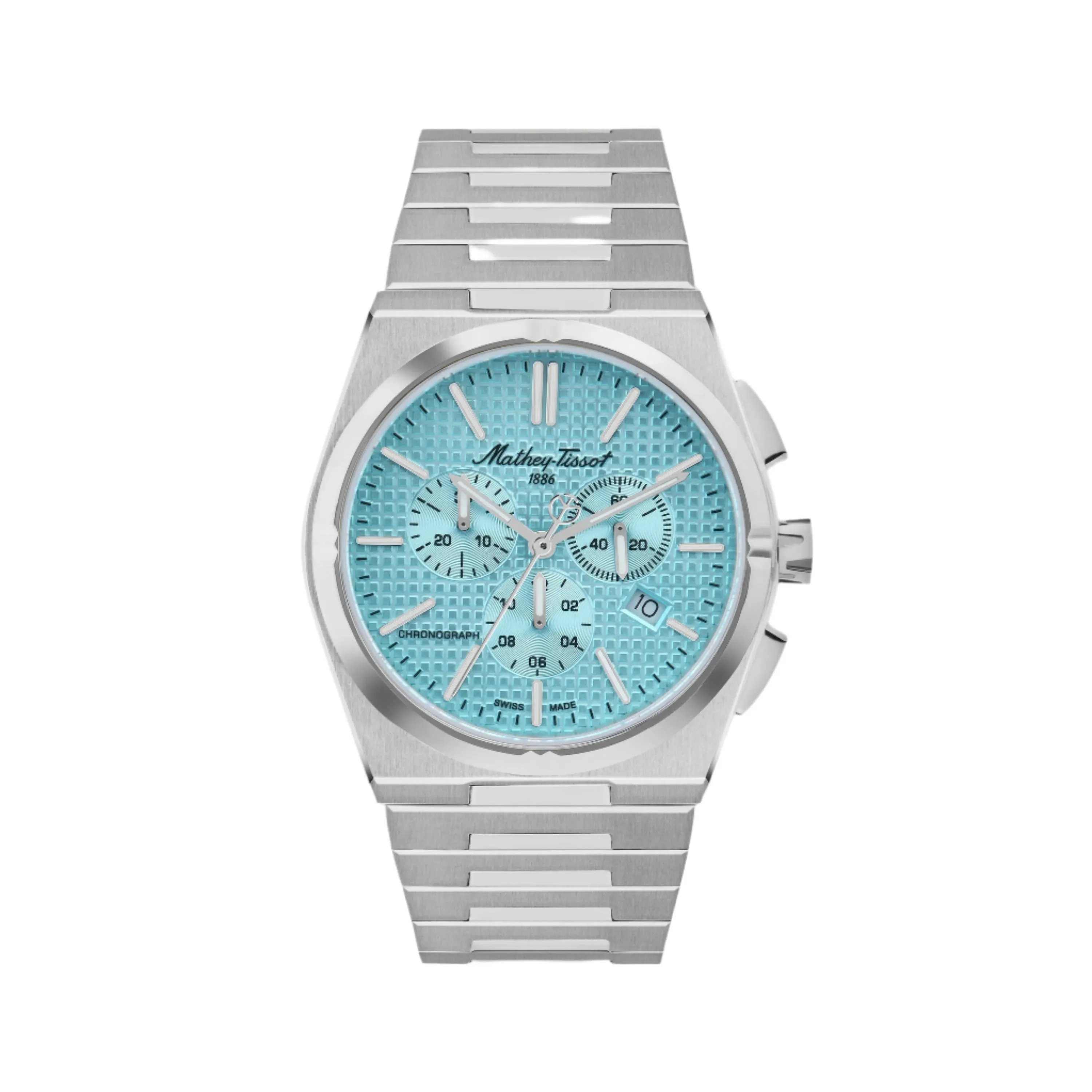 Mathey-Tissot Stainless Steel Silver Dial Quartz Chronograph Watch for Men - H117Chas, Silver Band