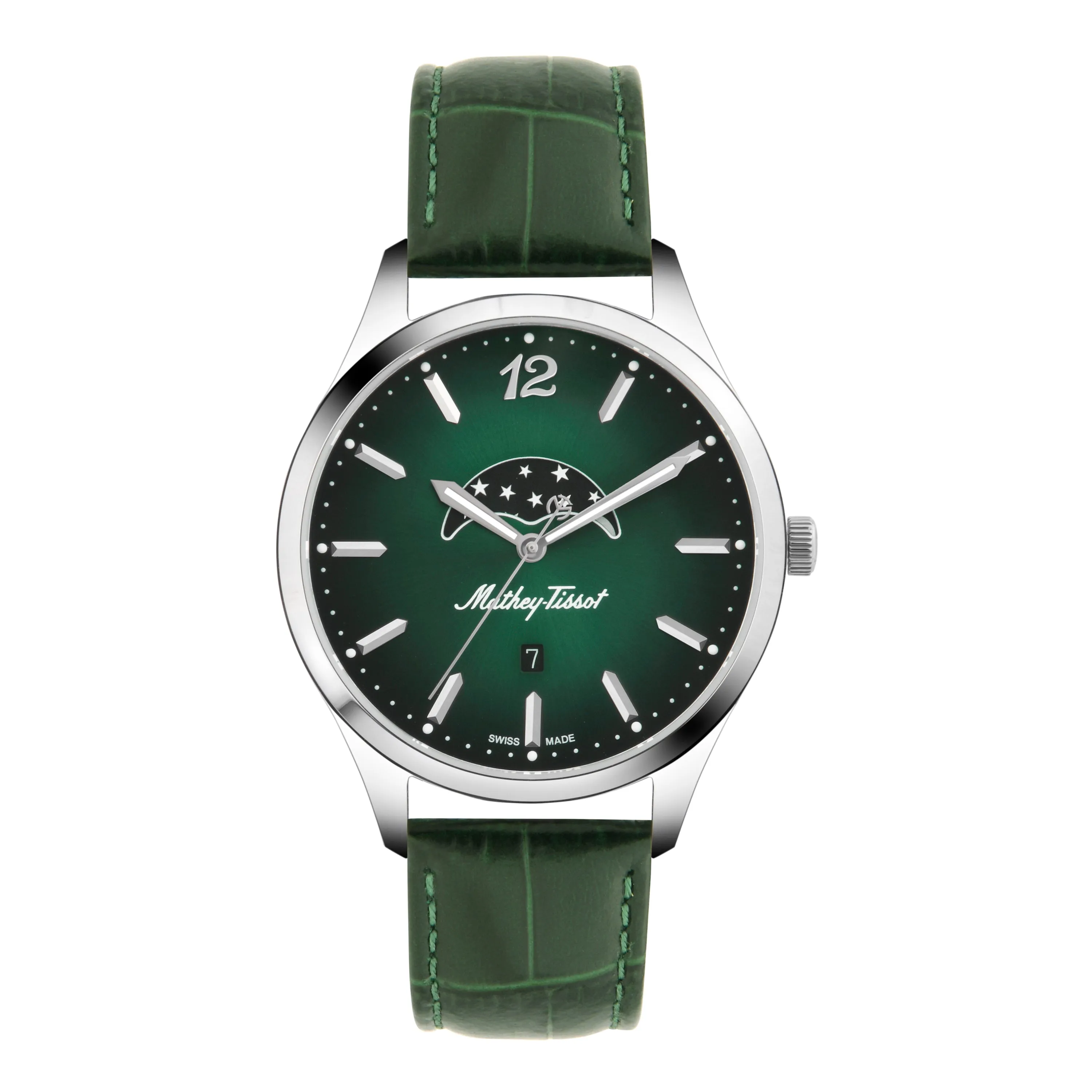 Mathey-Tissot Swiss Made Urban Moon Quartz Moon Phase Green Dial Men's Watch- H411LAVM