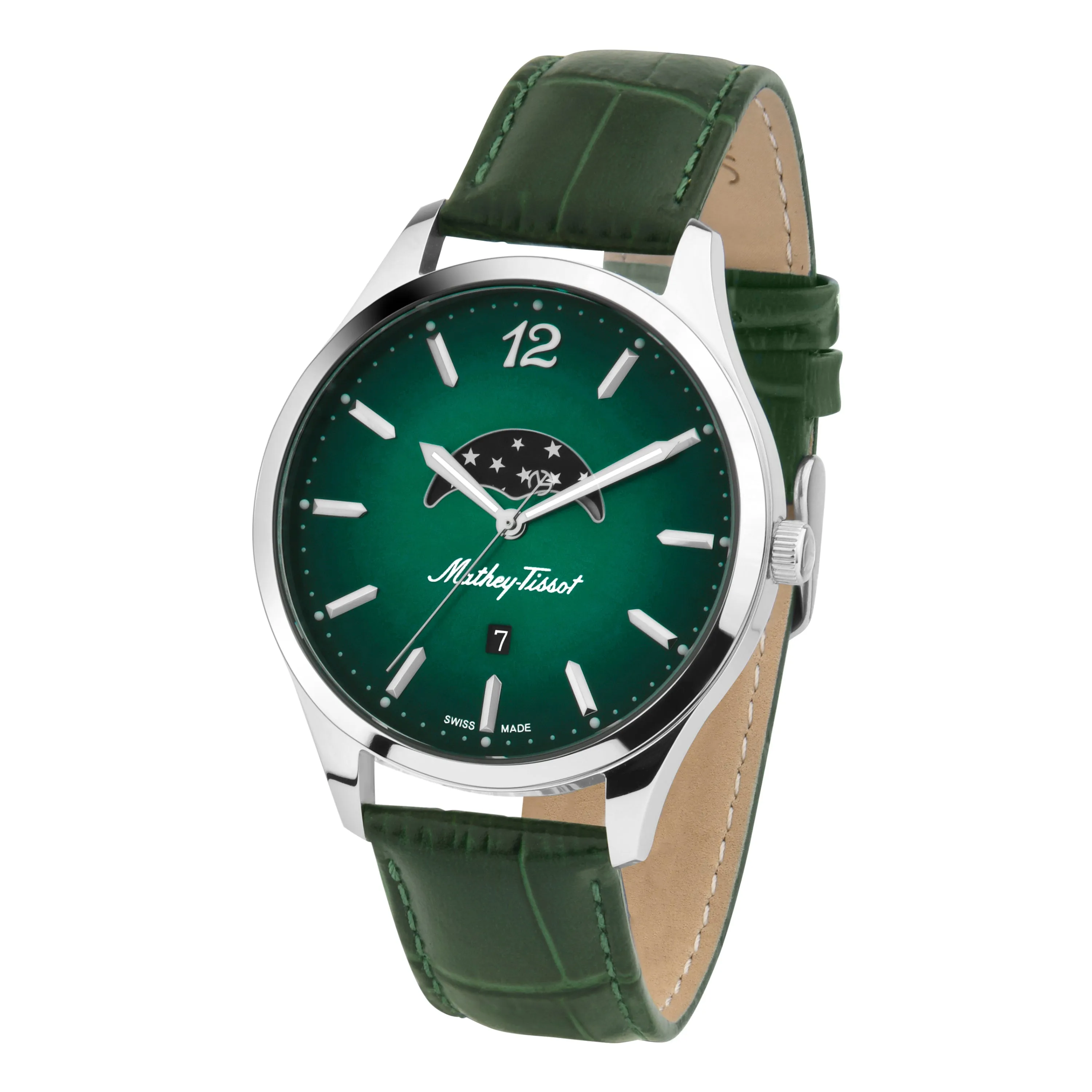 Mathey-Tissot Swiss Made Urban Moon Quartz Moon Phase Green Dial Men's Watch- H411LAVM
