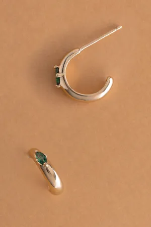 May Emerald J-Hoop Earrings