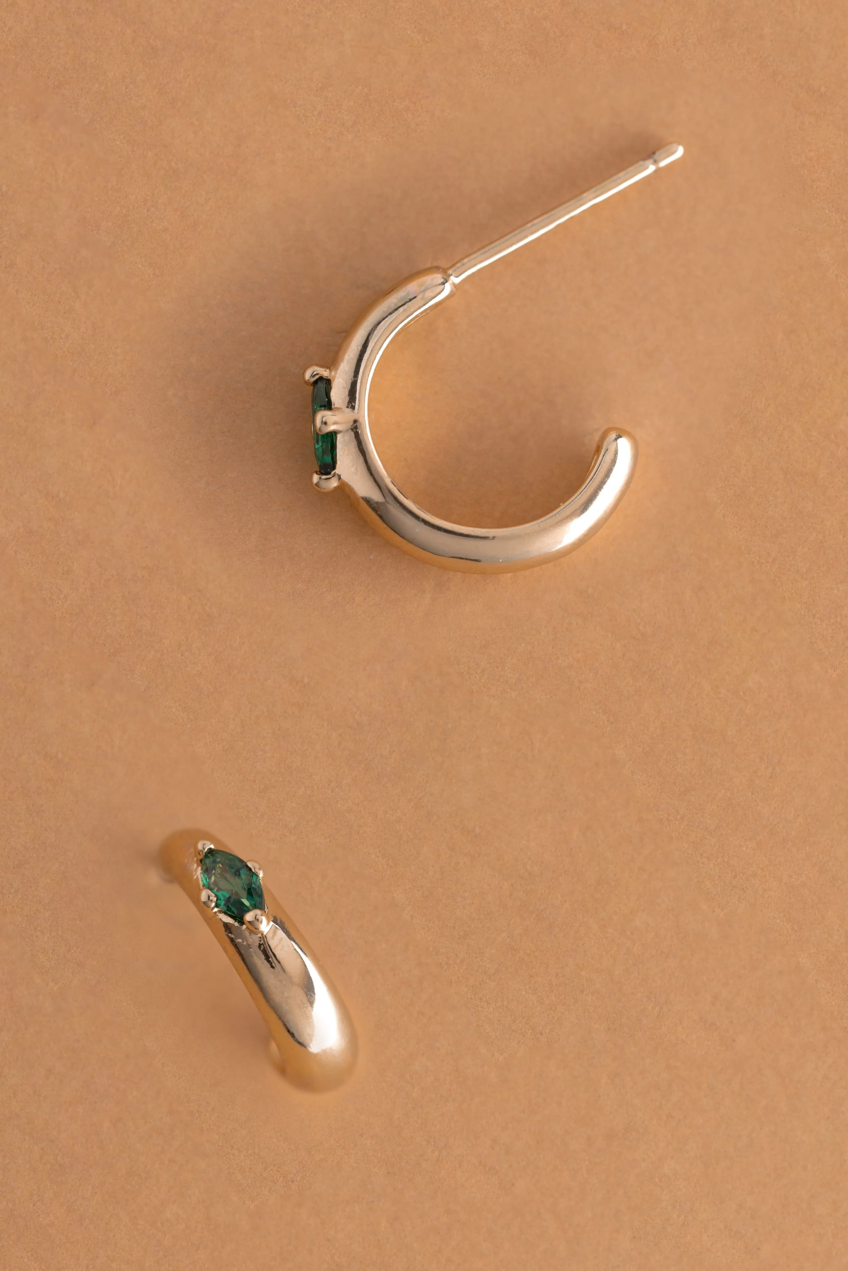 May Emerald J-Hoop Earrings