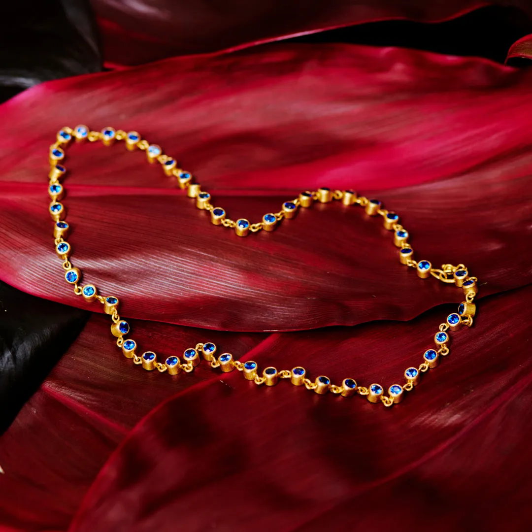 Meadow Rivière Blue Sapphire Necklace in 20K Peach Gold- 16"