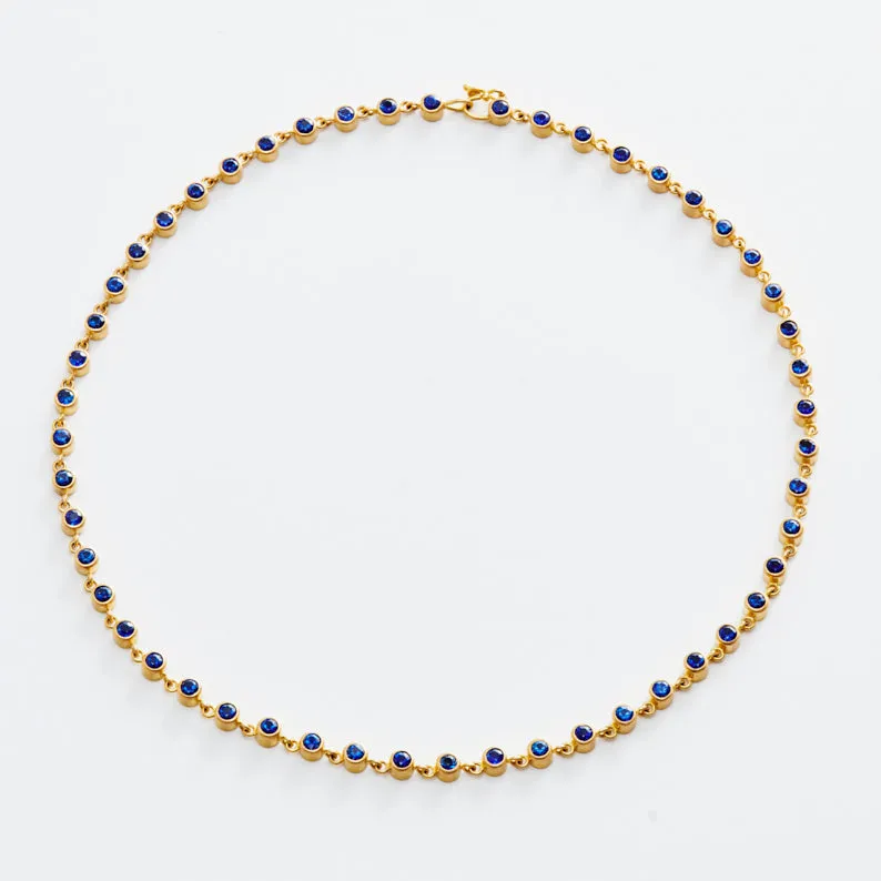 Meadow Rivière Blue Sapphire Necklace in 20K Peach Gold- 16"