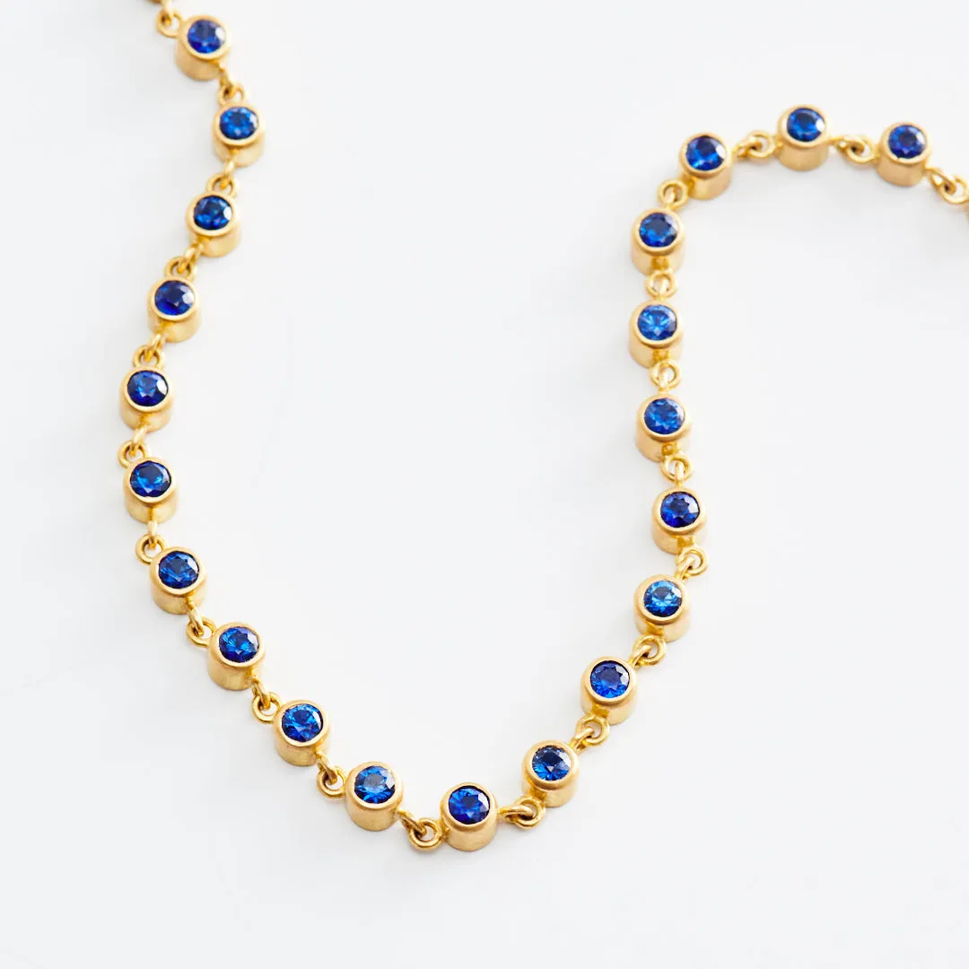 Meadow Rivière Blue Sapphire Necklace in 20K Peach Gold- 16"