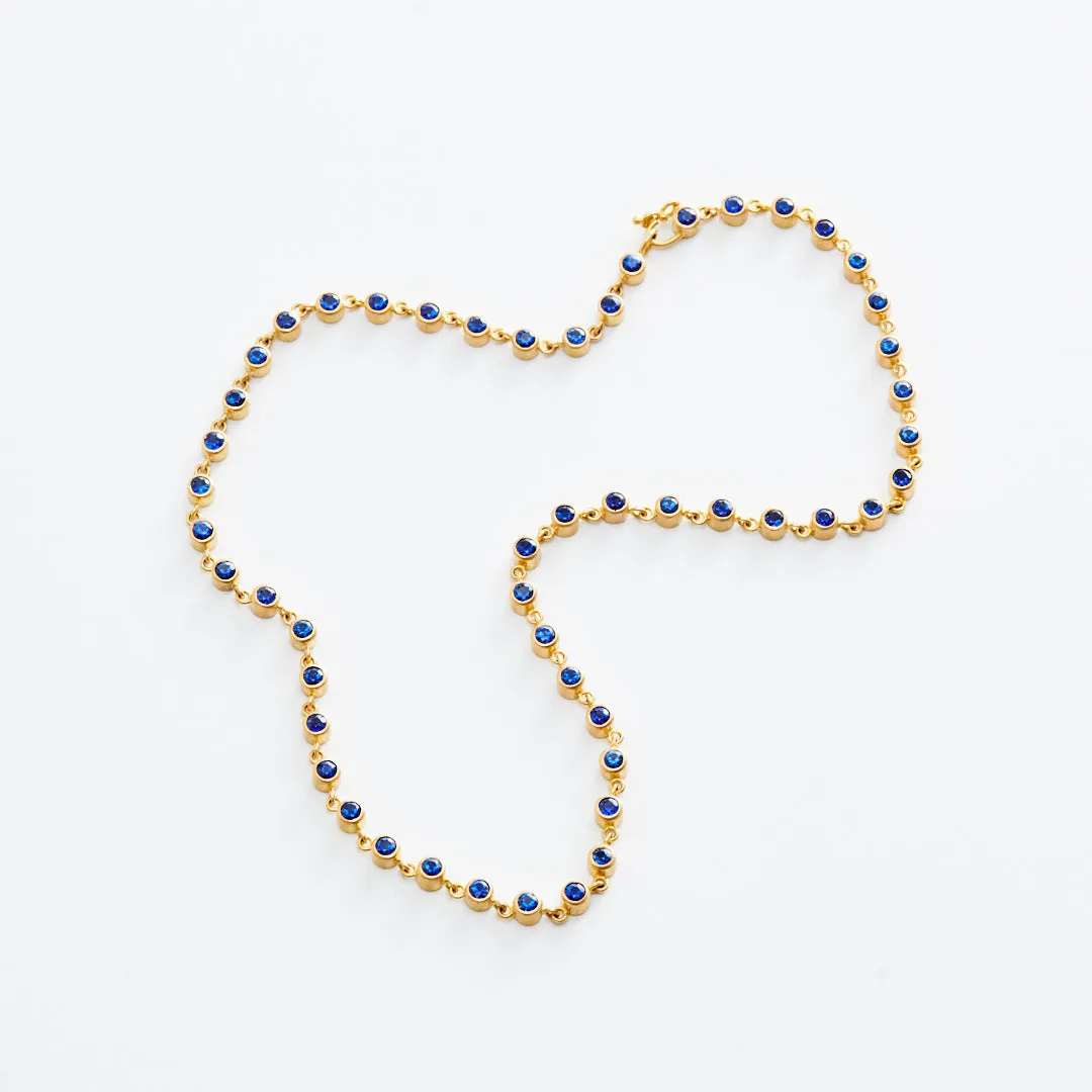 Meadow Rivière Blue Sapphire Necklace in 20K Peach Gold- 16"