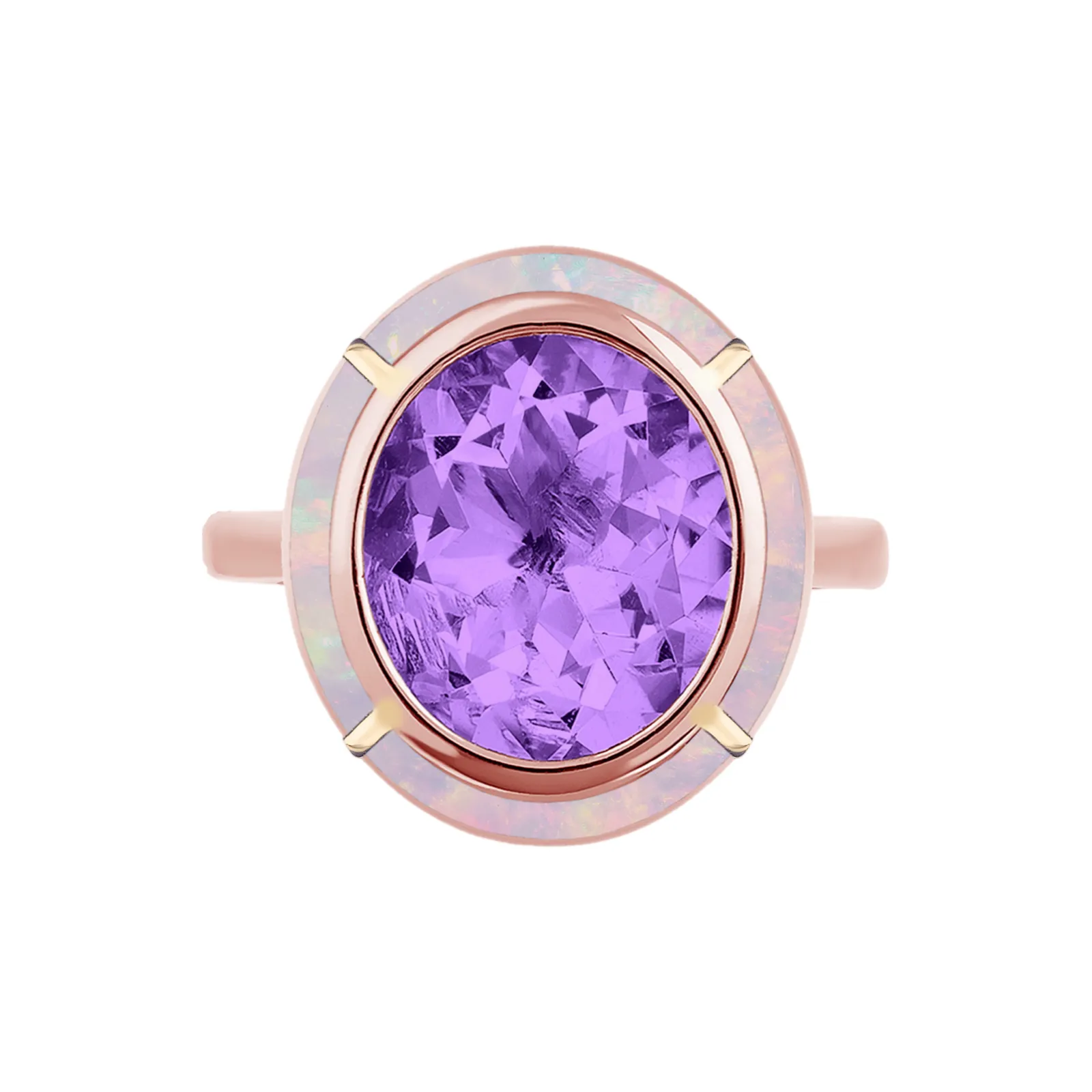Melange Oval Shape Semi Precious Stone Ring