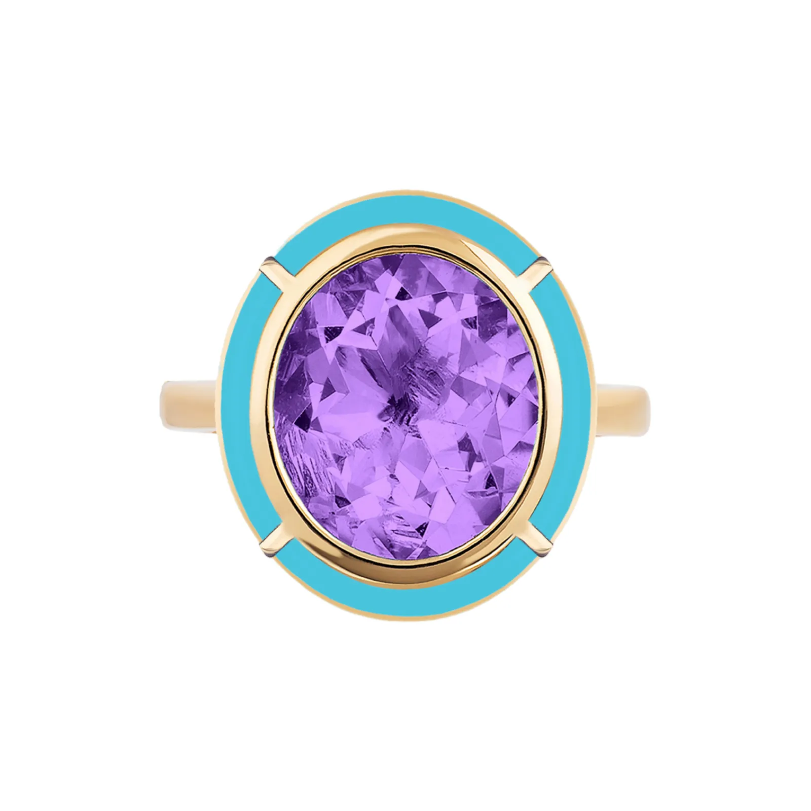 Melange Oval Shape Semi Precious Stone Ring