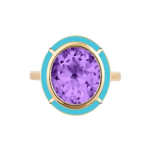 Melange Oval Shape Semi Precious Stone Ring