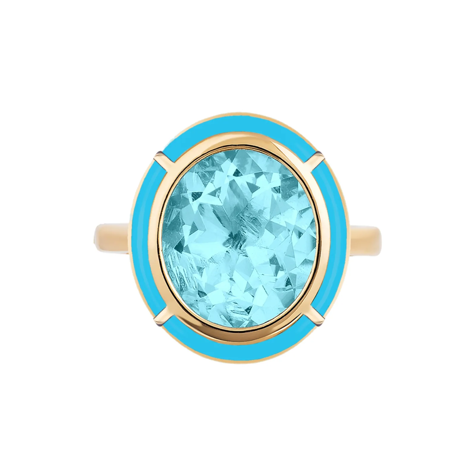Melange Oval Shape Semi Precious Stone Ring