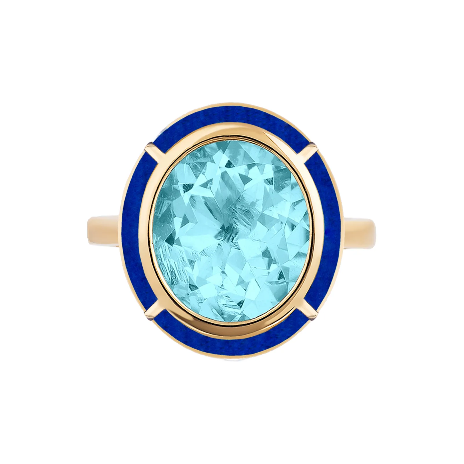 Melange Oval Shape Semi Precious Stone Ring