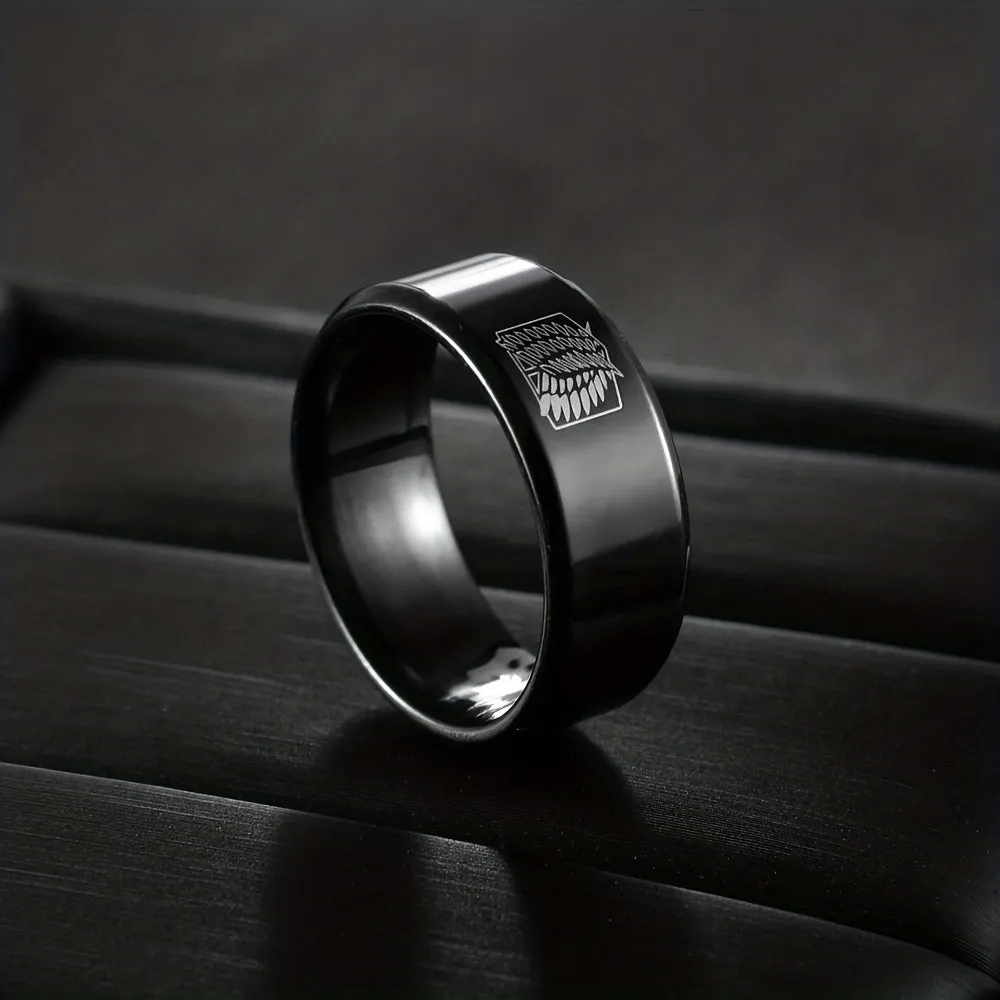 Men's Stainless Steel Wing Feather Pattern Ring