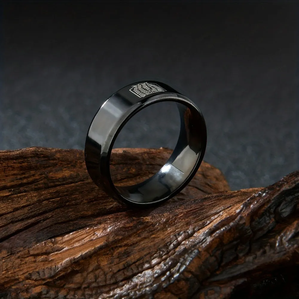 Men's Stainless Steel Wing Feather Pattern Ring
