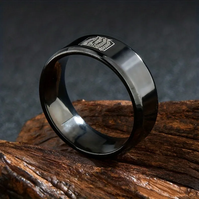 Men's Stainless Steel Wing Feather Pattern Ring