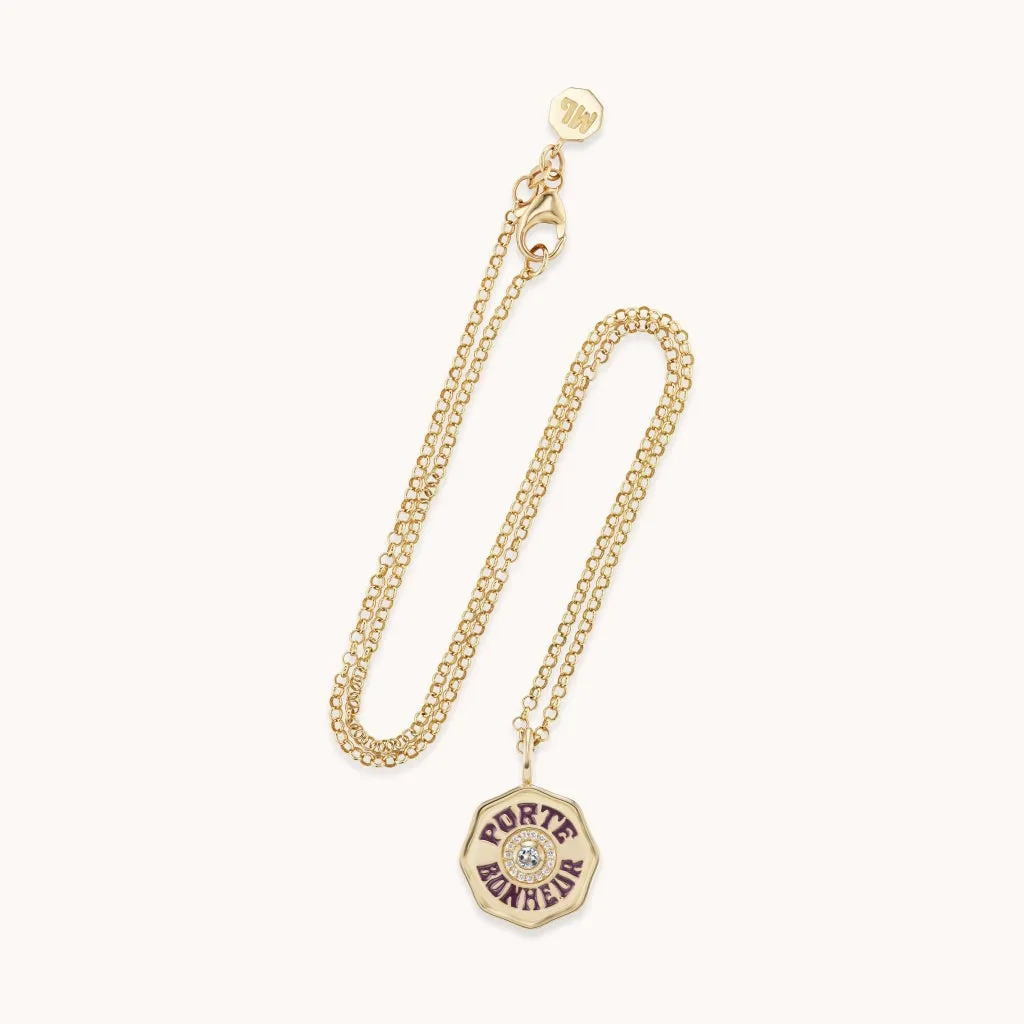 Mini Diamond Halo Porte Bonheur Aquamarine