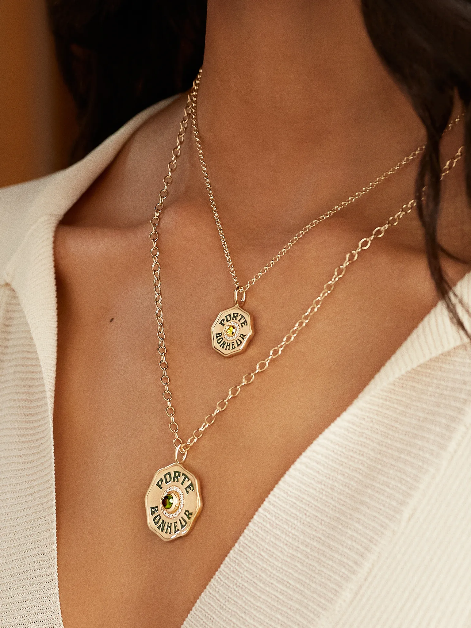 Mini Diamond Halo Porte Bonheur Peridot