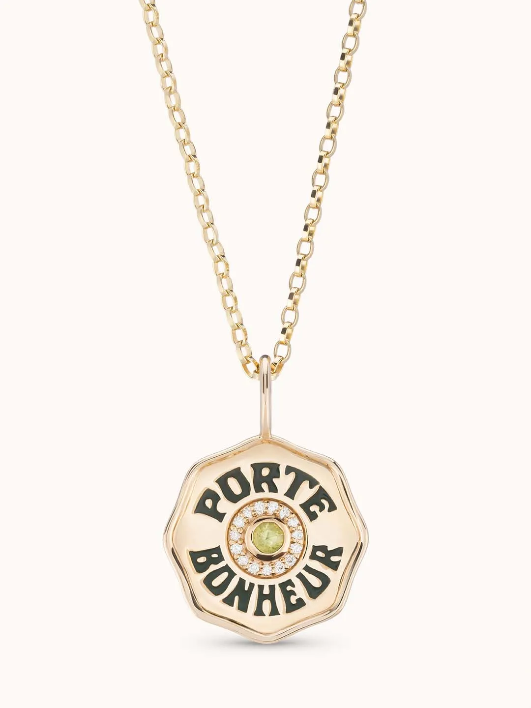 Mini Diamond Halo Porte Bonheur Peridot
